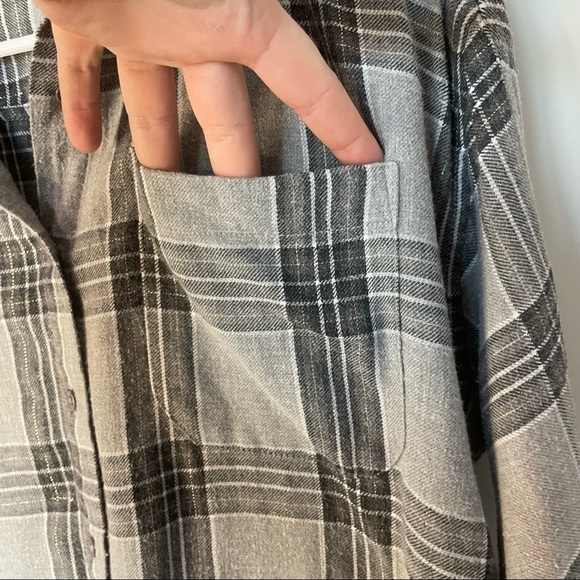 Adriano Goldschmied AG Kids Flannel Button Down Size XL Raw Hem Casual Plaid - Picture 6 of 14